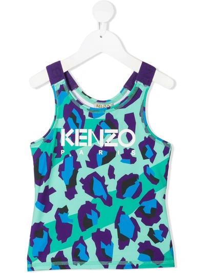 Shop Kenzo Teen Leopard-print Tank Top In Green