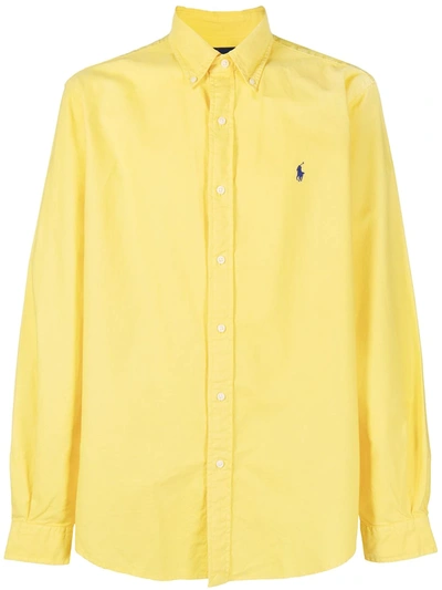 Shop Polo Ralph Lauren Polo Pony Logo Shirt In Yellow