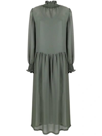 Shop Société Anonyme Shirred Tunic Maxi Dress In Green