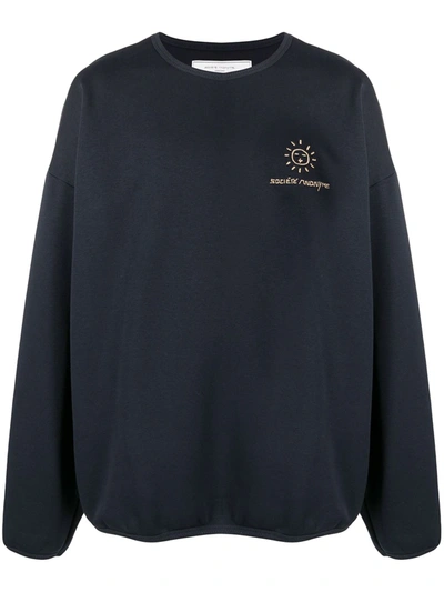 Shop Société Anonyme Logo Embroidered Oversized Sweatshirt In Blue
