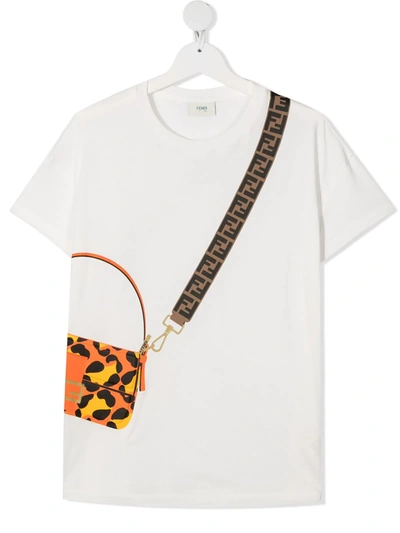 Shop Fendi Teen Bag Print T-shirt In White