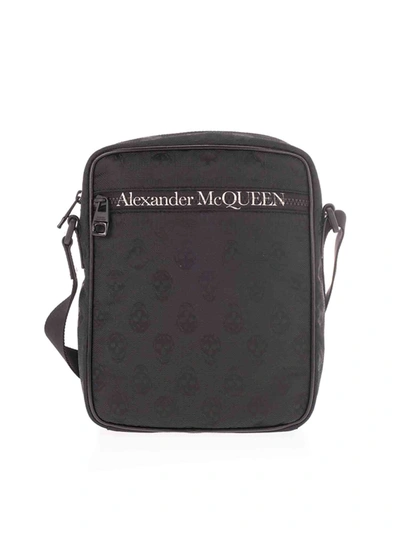 Shop Alexander Mcqueen Logo Pattern Shoulder Bag In Black