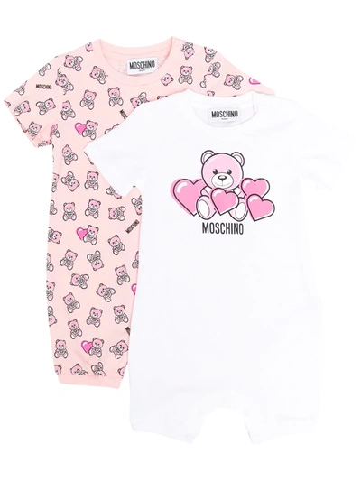 Shop Moschino Two-pack Cotton Babygrows In White