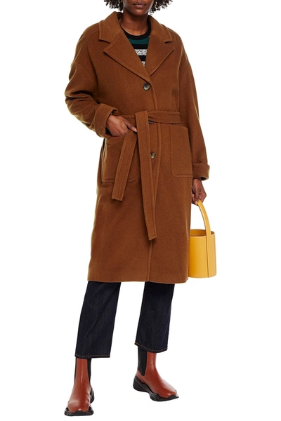 American Vintage Belted Wool-blend Felt Coat In Light Brown | ModeSens