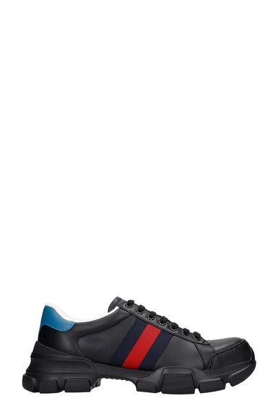 Shop Gucci Sneakers In Black Leather