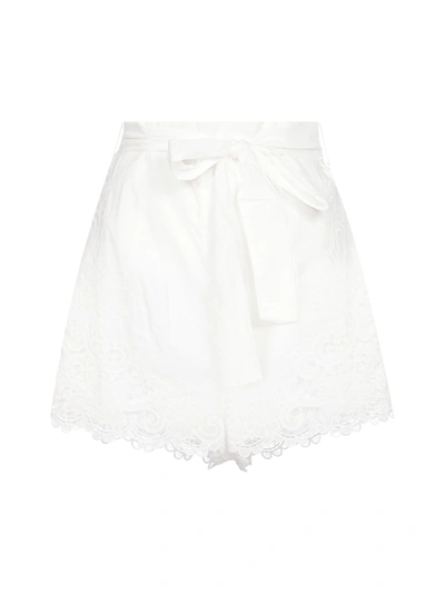 Shop Zimmermann Lulu Lace Cotton Shorts In Ivory