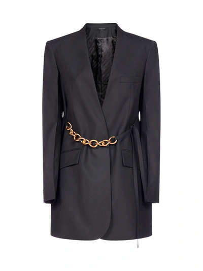 Shop Givenchy Chain Belt-detail Wool Blazer In Black