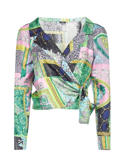Shop Versace Barocco Print Silk Shirt In Multicolor