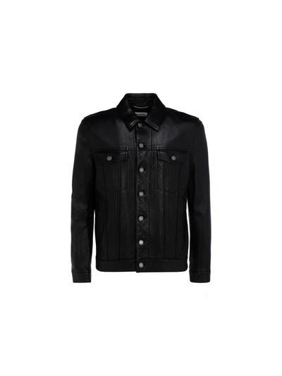 Shop Saint Laurent Leather Jacket In Noir