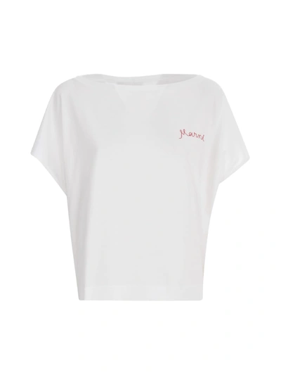 Shop Marni T-shirt W/small Logo Written In Lily White