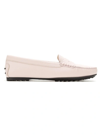 Shop Tod's Embossed Logo Loafers In Pink