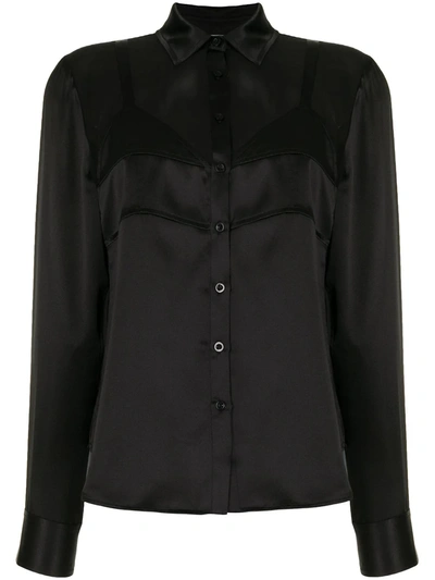 Shop Fleur Du Mal Bra-detail Silk Shirt In Black