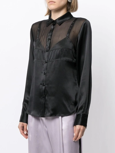 Shop Fleur Du Mal Bra-detail Silk Shirt In Black
