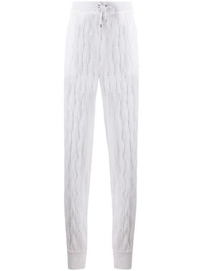 Shop Brunello Cucinelli Cable Knit Trousers In White