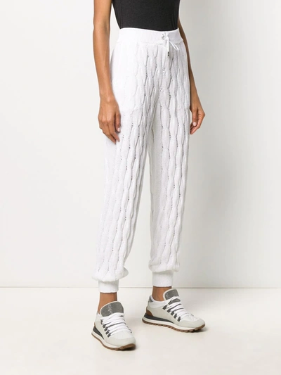 Shop Brunello Cucinelli Cable Knit Trousers In White