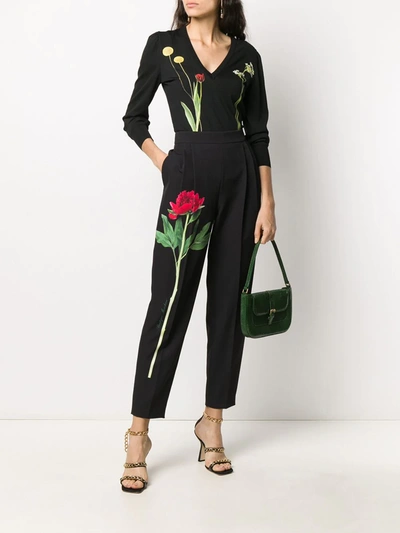 Shop Boutique Moschino Floral-print Cropped Trousers In Black