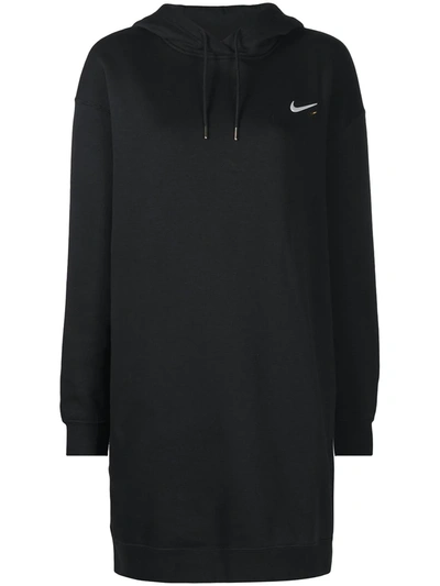 Shop Nike Hooded Sweatshirt Dress In Black