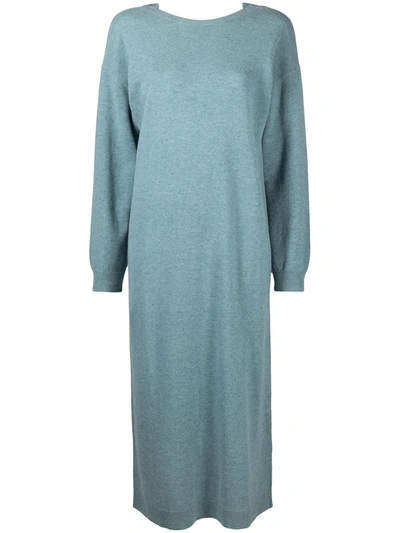 Shop Remain V-back Wool Dress In Blue