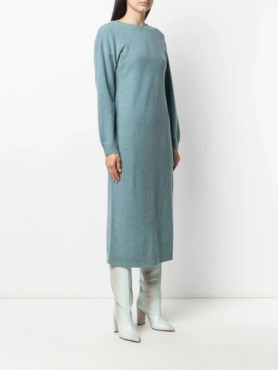 Shop Remain V-back Wool Dress In Blue