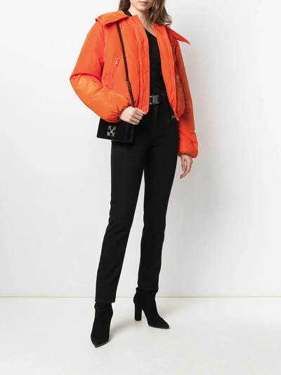 Shop Ganni Cropped Down-feather Jacket In Orange