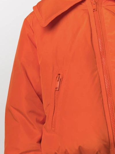 Shop Ganni Cropped Down-feather Jacket In Orange