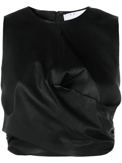 Shop Iro Twisted-detail Leather Top In Black