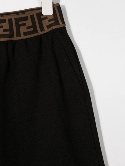 Shop Fendi Logo Band Wide-leg Trousers In Black