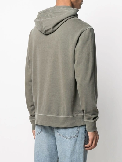 Shop Officine Generale Contrast-stitch Hooded Sweatshirt In Green