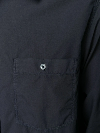 Shop Officine Generale Patch-pocket Long Sleeved Shirt In Blue