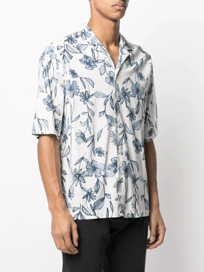 Shop Officine Generale Floral Print Shirt In Neutrals