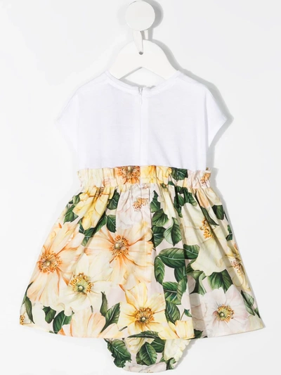 Shop Dolce & Gabbana Floral Print Ruffle Dress In Yellow