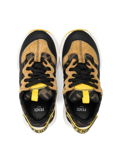 Shop Fendi Ff-print Low-top Sneakers In Black