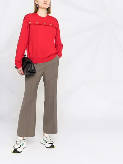 Shop Bottega Veneta Buttoned Wool Pullover In Red