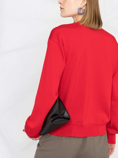 Shop Bottega Veneta Buttoned Wool Pullover In Red