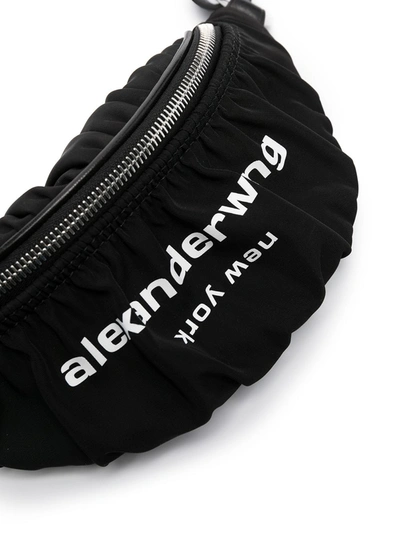 Shop Alexander Wang Gathered Logo Print Belt Bag In Black
