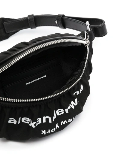 Shop Alexander Wang Gathered Logo Print Belt Bag In Black