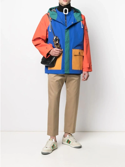 Shop Jw Anderson Contrast Panel Hooded Jacket In Red