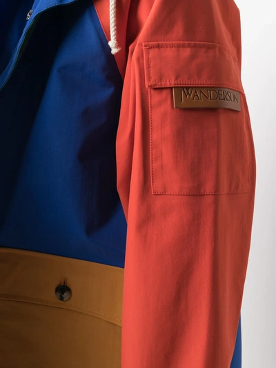 Shop Jw Anderson Contrast Panel Hooded Jacket In Red