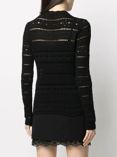 Shop Saint Laurent Pointelle-knit Cotton Jumper In Black