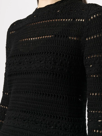 Shop Saint Laurent Pointelle-knit Cotton Jumper In Black