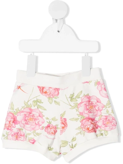 Shop Monnalisa Floral Print Shorts In White