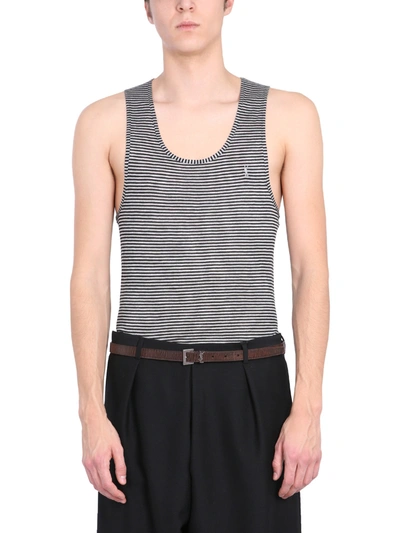 Shop Saint Laurent Striped Tank Top In Multicolour