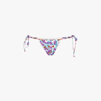 Shop Frankies Bikinis Tavi Floral String Bikini Bottoms In White