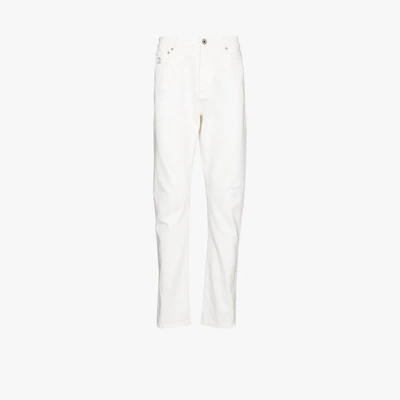 Shop Brunello Cucinelli Straight Leg Jeans - Men's - Cotton/leather In White