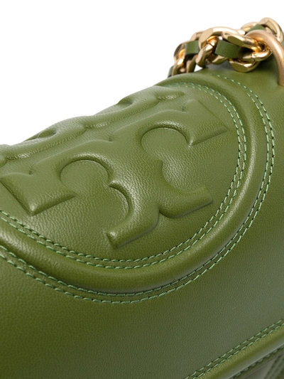 Shop Tory Burch Embossed And Quilted Cross-body Bag In Green