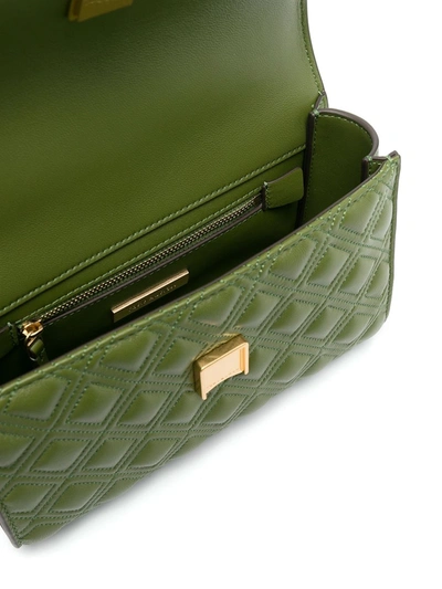 Shop Tory Burch Embossed And Quilted Cross-body Bag In Green
