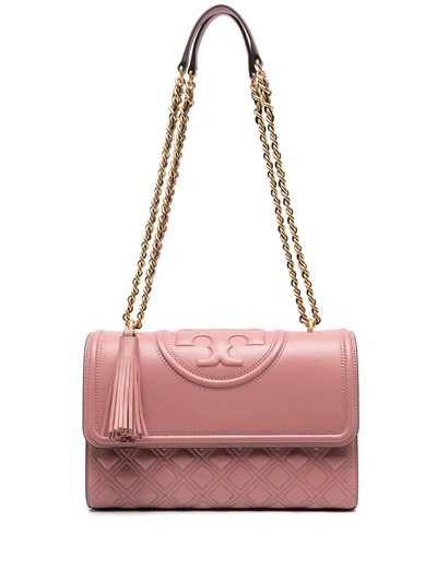 Shop Tory Burch Embossed And Quilted Cross-body Bag In Pink