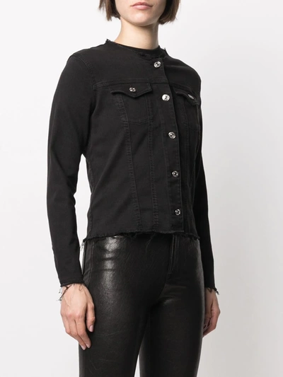 Shop 7 For All Mankind Cinched-waist Denim Jacket In Black