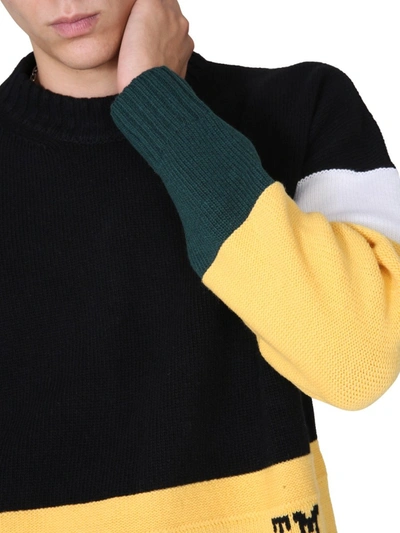 Shop Off-white Colour Block Sweater In Black