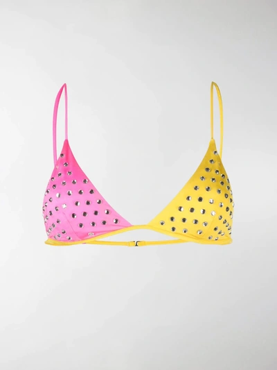 Shop Ack Fine Disco Bikini Top In Yellow